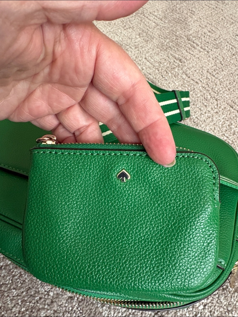 kate spade ♠️ Pebbled Leather Crossbody with Striped Strap and Coin Pouch - Picture 10 of 13